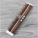 Fesciory Leopard Bracelet for Women, Boho Leather Wrap Multi-Layer Pearl Crystal Bracelet Bangle Jewelry - Image 5